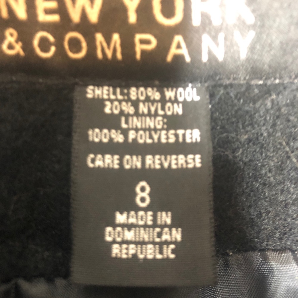 New York And Company Wool Blend Pea Coat Black 8 - Picture 6 of 7